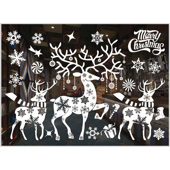 Christmas Decorations Colored Christmas Window Stickers White Snowflake Wall Stickers Window Dressing Traceless Window Stickers Christmas Window Clings Xmas