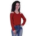 thumbnail image 1 of Moomaya Womens Cold Shoulder Short Top Solid Full Sleeves Summer Tee Tops, 1 of 6