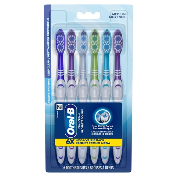 Oral-B Toothbrush Dual Clean, Medium, 6 Count