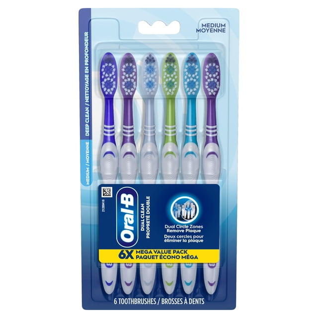 Oral-B Toothbrush Dual Clean, Medium, 6 Count