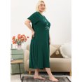 thumbnail image 4 of Agnes Orinda Nuisettes pour Femmes Grande Taille Col Ras du Cou Manches Courtes Robe de Nuit Imprimé Chats Pyjamas Détente Maison avec Poche 1X Vert Foncé, 4 of 6
