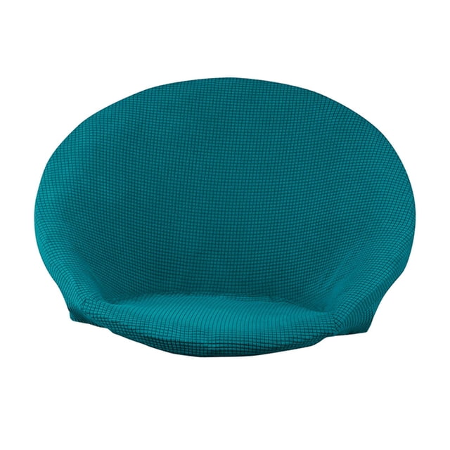 Housse de Chaise Ronde en Jacquard Bleu, Faite de polyester à Haute Extensibilité avec un Motif Jacquard Texturé. Conçue pour s'Adapter aux Chaises Lune avec des dimensions d'Assise de 41-47 cm (16.1-18.5 Po) et des dimensions de Dossier de 47-53 cm (18.5-20.9 Po) de Hauteur et 73-79 cm (28.7-31.1 Po) de Largeur. la Housse Est Élastique, Antidérapante et Lavable à la machine, Offrant une protection contre les Déversements, les Taches et l'Usure. Idéale pour la protection