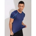 thumbnail image 2 of Raenseen Men's Rash Guard Swim Shirts Short Sleeve UPF 50+ Swimming Top Gym Workout Muscle Tee Tops Dark Blue 2XL, 2 of 6