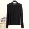 thumbnail image 1 of LNGOOR T-Shirt de Base Uni en Modal à Col Rond à Manches Longues pour Femmes, Automne, T-Shirt de Base, Hauts, T-Shirt Passe-Partout, Grande Taille, sous-Vêtement, 1 of 7