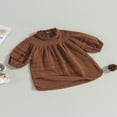 thumbnail image 3 of Toddler A-line Dress Solid Color Short Sleeve Crewneck Party Dress, 3 of 8