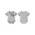 thumbnail image 2 of Gupgi 0-12 m Bébé Garçon Justaucorps à Rayures Décontracté Nourrisson Manches Courtes Col Rond Barboteuse Côtelée, 2 of 9