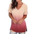 thumbnail image 4 of Pompotops T-shirt Décontracté à Manches Courtes et Col en V Imprimé Dégradé pour Femmes, 4 of 6