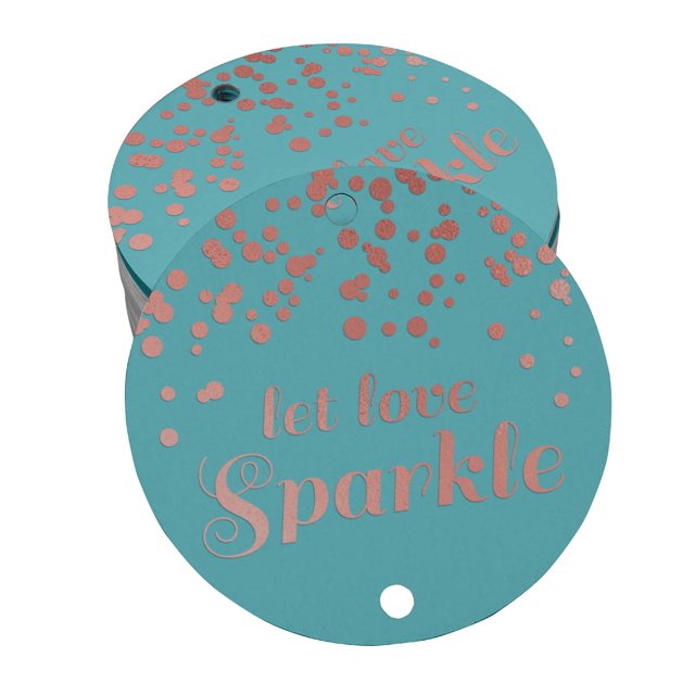 Inkdotpot Real Rose Gold Foil Let Love Sparkle Wedding Tags Favor Hang Paper Tags 50 Pieces