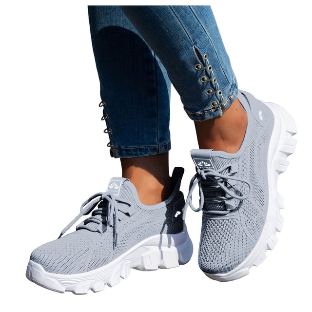 Womens Chunky Walking Shoes Comfortable Arch Support Orthopedic Woven Non Slip Jogging Work Fashion Sneakers