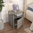 thumbnail image 2 of VEANERWOOD Table de Chevet Style Ferme avec Station de Recharge, Table d'Appoint Rustique pour Chambre avec Rangement, Table d'Appoint pour Salon avec Ports USB et Prises, 18 Po, Fini Gris, 2 of 7