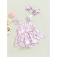 thumbnail image 3 of Faithtur Kid Baby Girl Romper Sleeveless Rabbit Print Casual Spring Summer Bodysuit + Bow Headband, 3 of 9