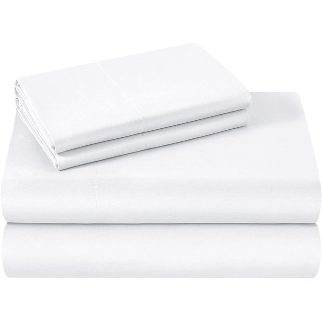 1200 Thread Count 100% Egyptian Cotton 4-Piece Bed Sheet Set (1 Flat, 1 Fitted Sheet, 2 Pillow Covers) 21 Inches Deep Pocket Solid Pattern
