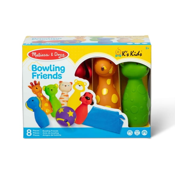 Melissa & Doug K's Kids Bowling Friends Play Set and Game With 6 Pins and Convenient Carrying Case