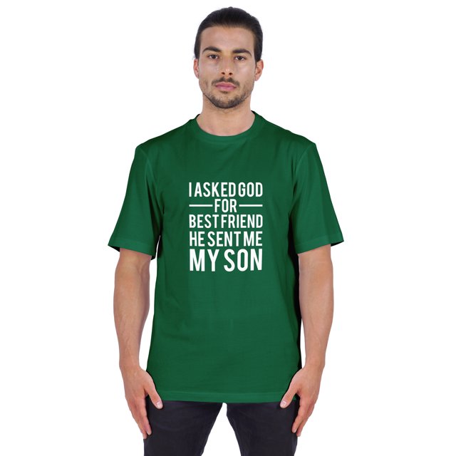 Inkmeso T-shirt à Col Rond pour Homme, Graphique Imprimé « J'ai Demandé à Dieu Mon Meilleur Ami, Il m'A Envoyé Mon Fils », Tee pour Père Fils Amour