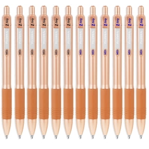 Zebra Z-Grip Stylo à bille rétractable lisse - Barreau d'or rose - Encre noire et bleue - Boîte de 12