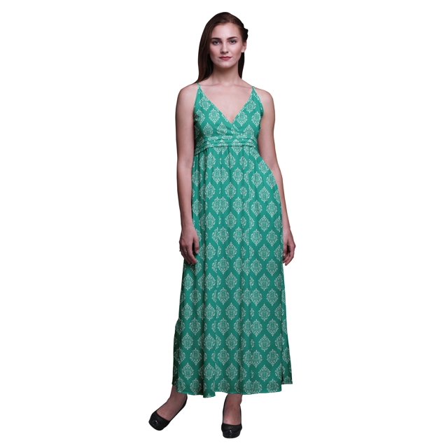 Bimba Robe Longue d'Été Sans Manches à Imprimé Teinture sur Nœuds Damassé pour Femme, Décontractée, Maxi, de Plage - XX-Grand