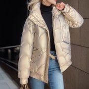 EGNMCR Womens Long Puffer Coat, Long Sleeve Padded Winter Down Coats, Hooded Parka Jacket Women's Fall And Winter Skirt Padded Jacket Large Size Thick Coat Long-sleeved Padded Jacket Women Coat