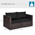 thumbnail image 2 of Patiojoy 2-Piece Patio Wicker Corner Sofa Set Rattan Loveseat with Removable Cushions Black, 2 of 7