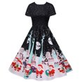 thumbnail image 1 of LOVZFMLL Robe Vintage de Noël pour Femme à Col Rond et Manches Courtes Noir TG, 1 of 8