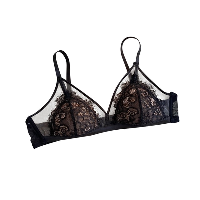Timegard Bras for Women Lace Mesh Wireless Adjustable Strap V-Neck Summer Comfort See Through Bralettes
