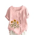 thumbnail image 2 of SMihono Hauts d'Été Décontractés pour Femmes, T-Shirt Ample à Manches Courtes et Col Rond Imprimé Floral, Grande Taille, 2 of 5