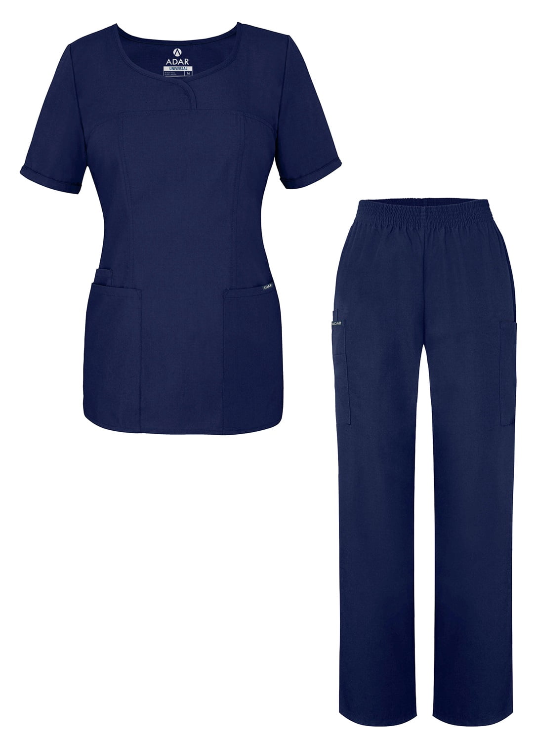 Adar Universal Women's Scrub Set - V-neck Scrub Top and Elastic Pull-On Scrub Pants