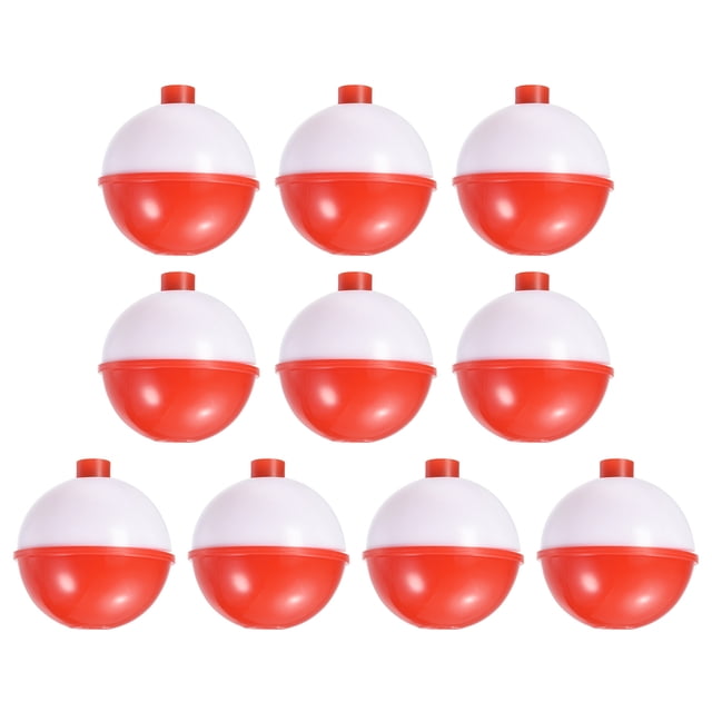 Unique Bargains 1.75 Inch Fishing Bobbers, Plastic Push Button Round Fishing Float, Red and White 10 Pack