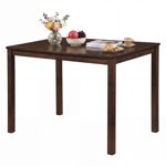 Gymax Table de cuisine agricole Table à manger rectangulaire avec cadre en bois de caoutchouc solide