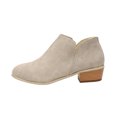 thumbnail image 2 of Women's Short Suede Pointed Toe Solid Color Sleeve Short Tube Mid Heel Retro Ankle Boots, 2 of 4