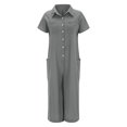 thumbnail image 4 of Kcodviy Combinaison Décontractée pour Femme, Couleur Unie, Col Roulé, Manches Longues, Manches Courtes, Longueur Mi-Cuisse, Combinaison Chemise pour Femmes, 4 of 5