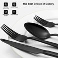 thumbnail image 2 of 48-Piece Black Flatware Set with Steak Knives for 8, Yoehka Stainless Steel Silverware Cutlery Set Home Kitchen Eating Utensils Set, Tableware Include Fork Knife Spoon Set, Mirror Polished, 2 of 6