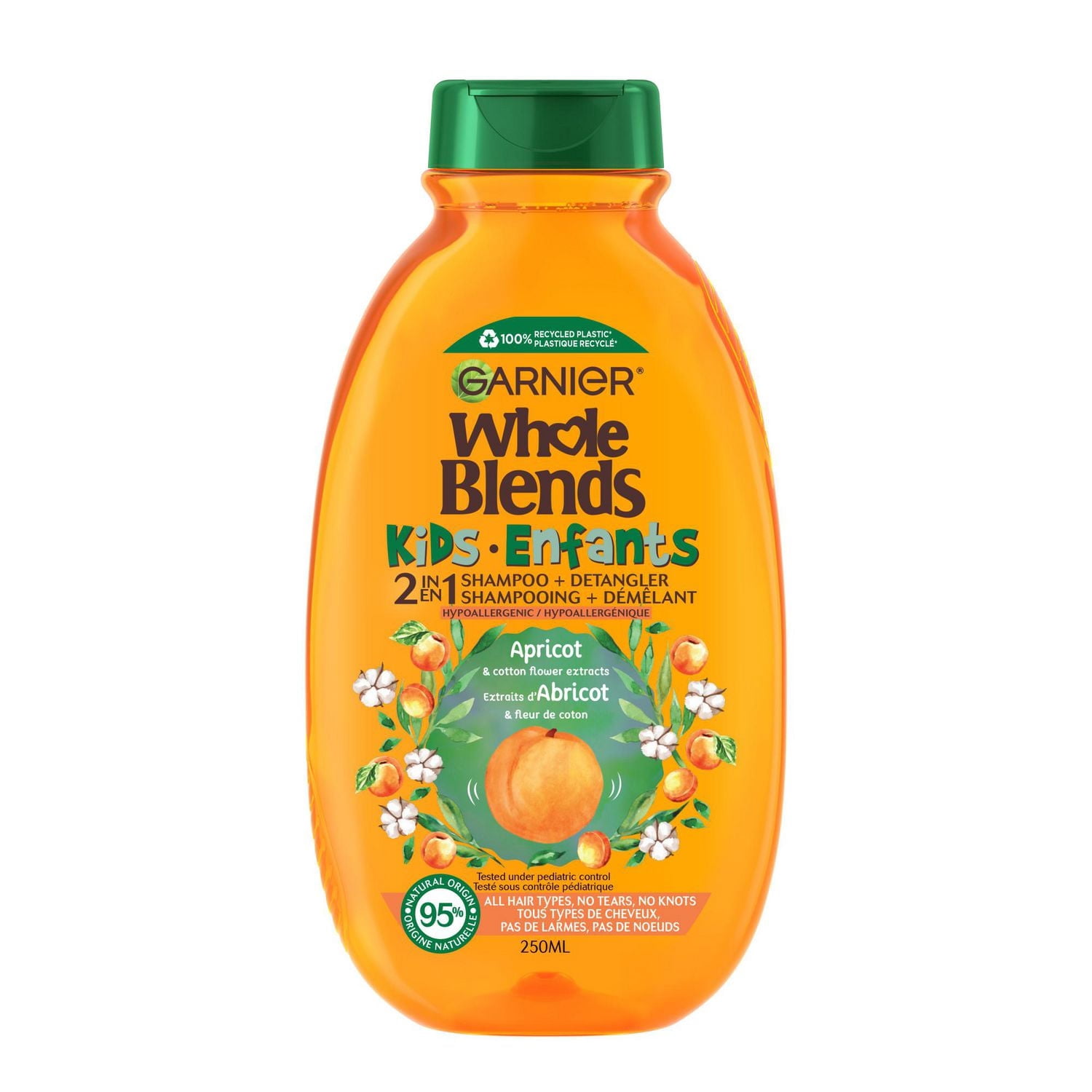 Garnier Whole Blends Kids 2-in-1 Detangling Shampoo, Apricot & Cotton Flower
