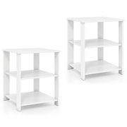 Giantex Set of 2 End Table,Square Nightstand Bedside Table w/Storage Shelves, White