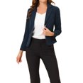 thumbnail image 1 of INSPIRE CHIC Blazer pour Femme à devant Ouvert Veste de Tailleur Courte d'Été pour le Travail L Bleu Foncé-Uni, 1 of 6