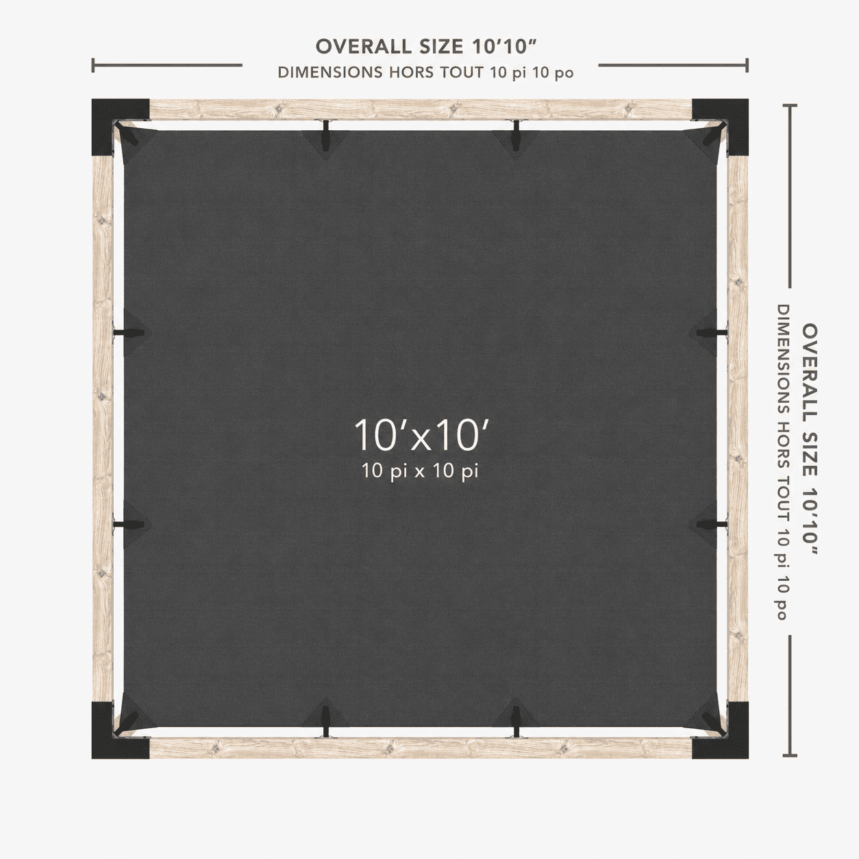 Toja 8' X 12' Pergola Kit With Shade Sail For 4X4 Wood Posts