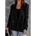 thumbnail image 1 of Women's Black Buttoned Lapel Collar Blazer with Pocket, 1 of 18