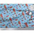 thumbnail image 2 of Soimoi Blue Moss Georgette Fabric Watermelon Fruits Print Fabric by Yard 42 Inch Wide, 2 of 3