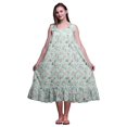 thumbnail image 1 of Bimba Pastel Mint2 Floral Leaves & Peony Mi-Mollet Vêtement de Nuit Femme Coton Imprimé Sans Manches Robe de Nuit Maxi X-Small, 1 of 6
