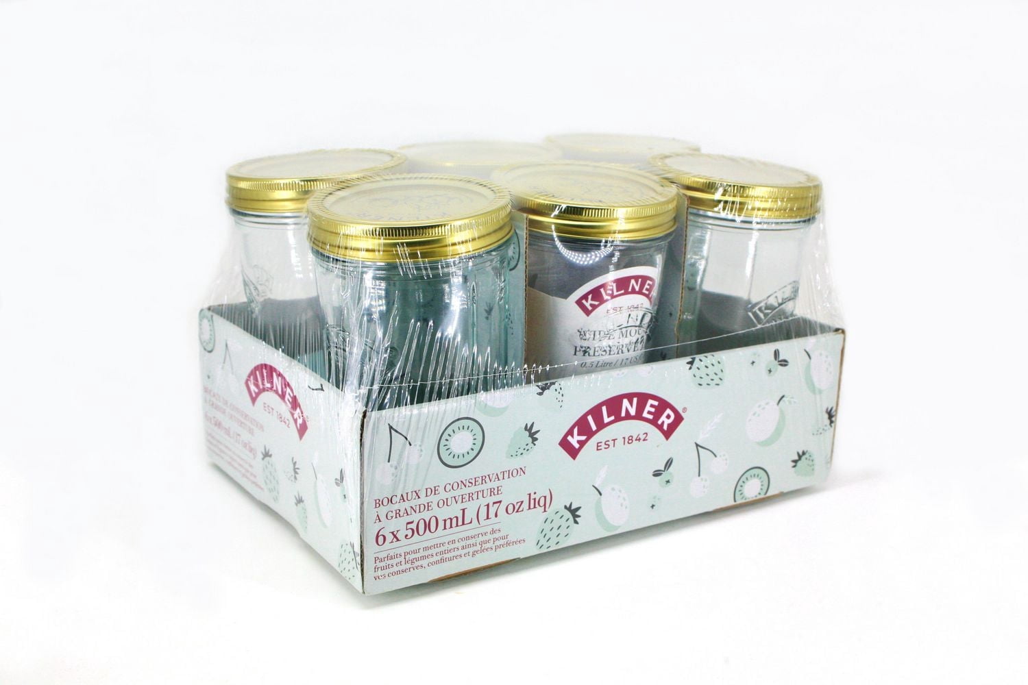 Kilner Pots Mason en verre à ouverture large avec couvercles scellés, 500ml