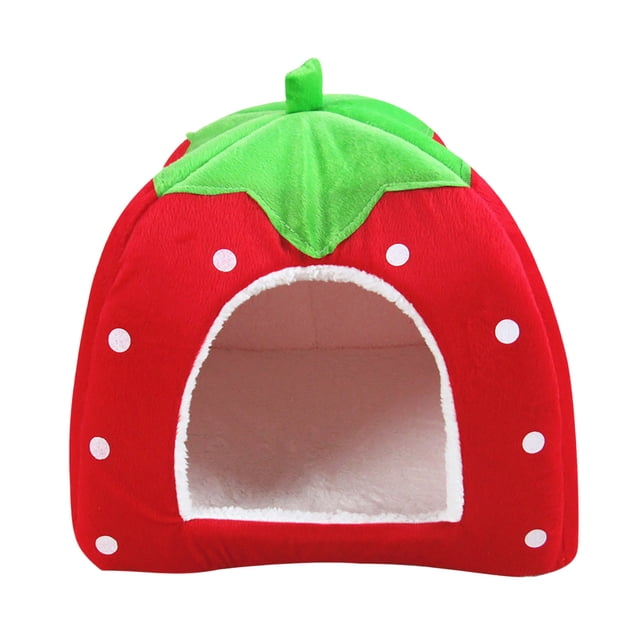 F 10.24X10.24 Inch Strawberry Pet Bed Yurt Tent Warm Indoor For Animals