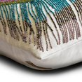 thumbnail image 2 of Pillow Case With Zipper, Blue 24"x24" (60x60 cm) Throw Pillows, Velvet Peacock Feather, Beaded Throw Pillows For Couch, Nature & Floral Pattern Art Deco Style - Bird Of Juno, 2 of 3