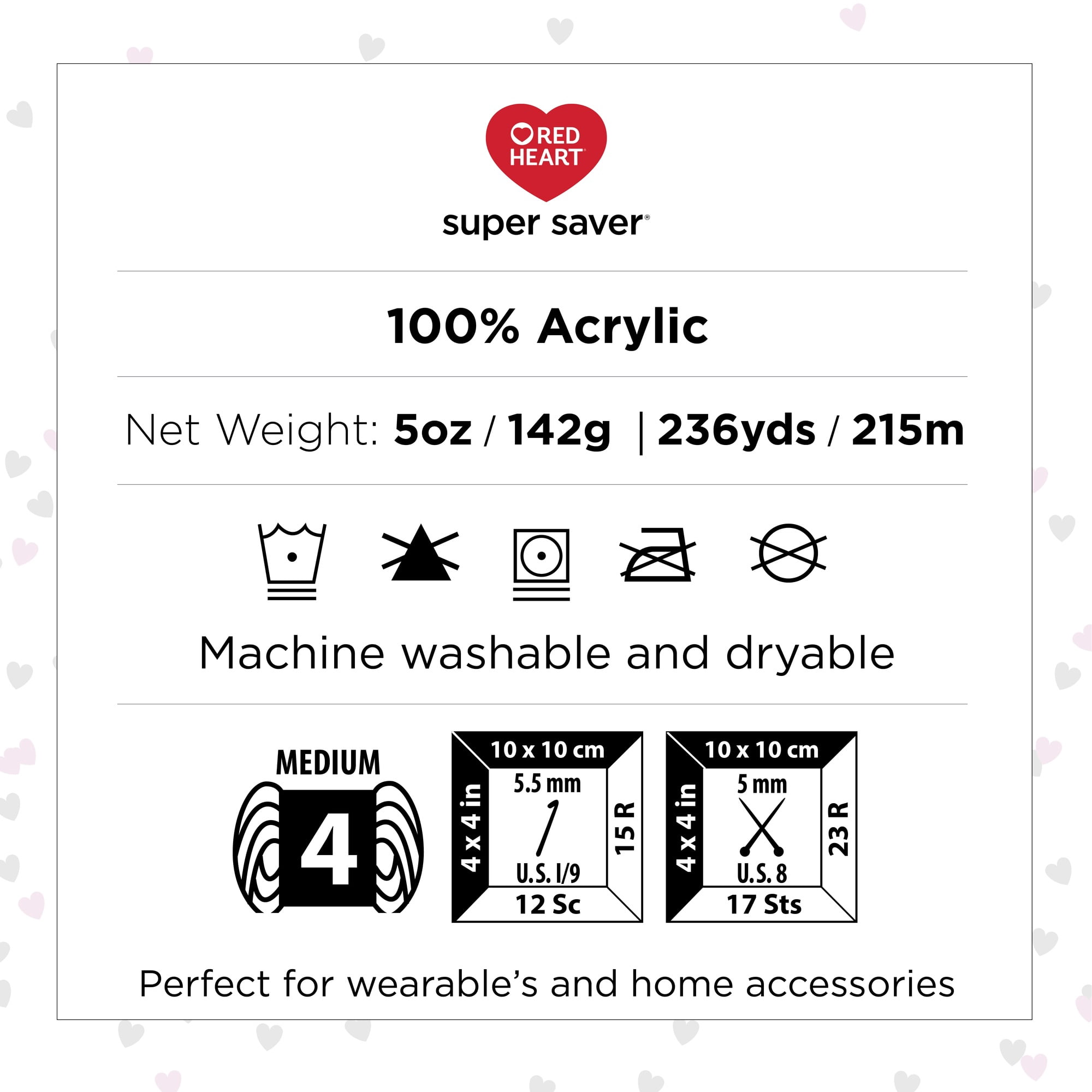 Red Heart® Fil Super Saver®, Imprimés, Acrylique #4 Médium, 5oz/142g