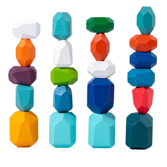 Visland 21Pcs Wooden Stacking Toys Enhance Patience Logic Independent Thinking Stacking Toys for Kids
