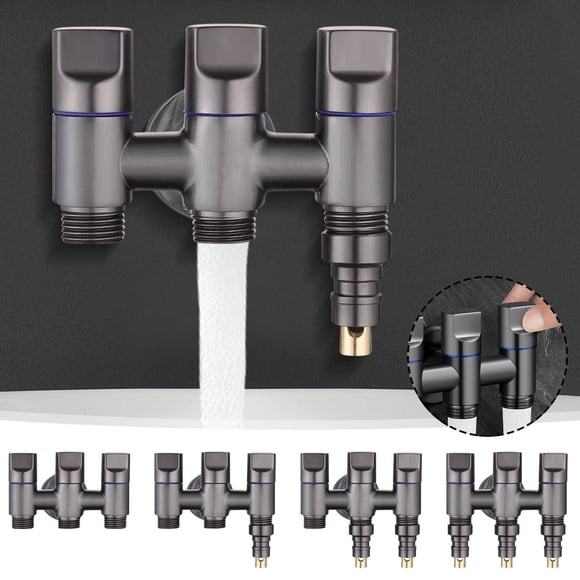 MTBLYS Robinet en Acier Inoxydable à une Entrée à Trois Angles Ensemble à Trois Commandes Antirouille Interface Standard à 4 Points Installation Murale de Cuisine 1 Pce