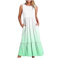 thumbnail image 1 of Dvkptbk Summer Robes Décontractées de Plage pour Femmes 2024 Mode Robe Dégradée Robe Midi Sans Manches Robe Évasée Robe Débardeur Robe d'Été Plissée Robe Débardeur avec Poches, 1 of 4