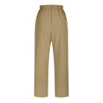 thumbnail image 3 of Pantalon Décontracté en Lin pour Femmes, Jambe Droite, Taille Haute Élastique avec Cordon, Ample et Confortable avec Poches, 3 of 5