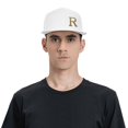 thumbnail image 4 of ZICANCN Alphabet R Pattern Baseball Caps, Trucker Hats for Men And Women, Adjustable Breathable Flat Caps, White, 4 of 6