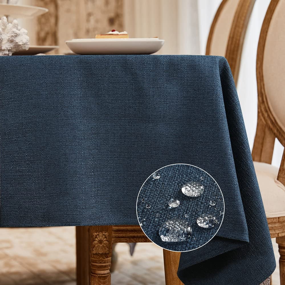 BALCONY & FALCON Nappe Rectangulaire en Faux Lin Résistante à l'Eau 57 x 85 Bleu Marine Repas en Plein Air Jardinage Printanier