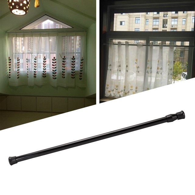 Tringle à Rideau Réglable Sans Vis, Tringle à Tension pour Rideau de Douche, Rideau de Porte, Garde-Robe, Salle de Bain, Poteaux de Douche Extensibles Sans Perçage, Noir