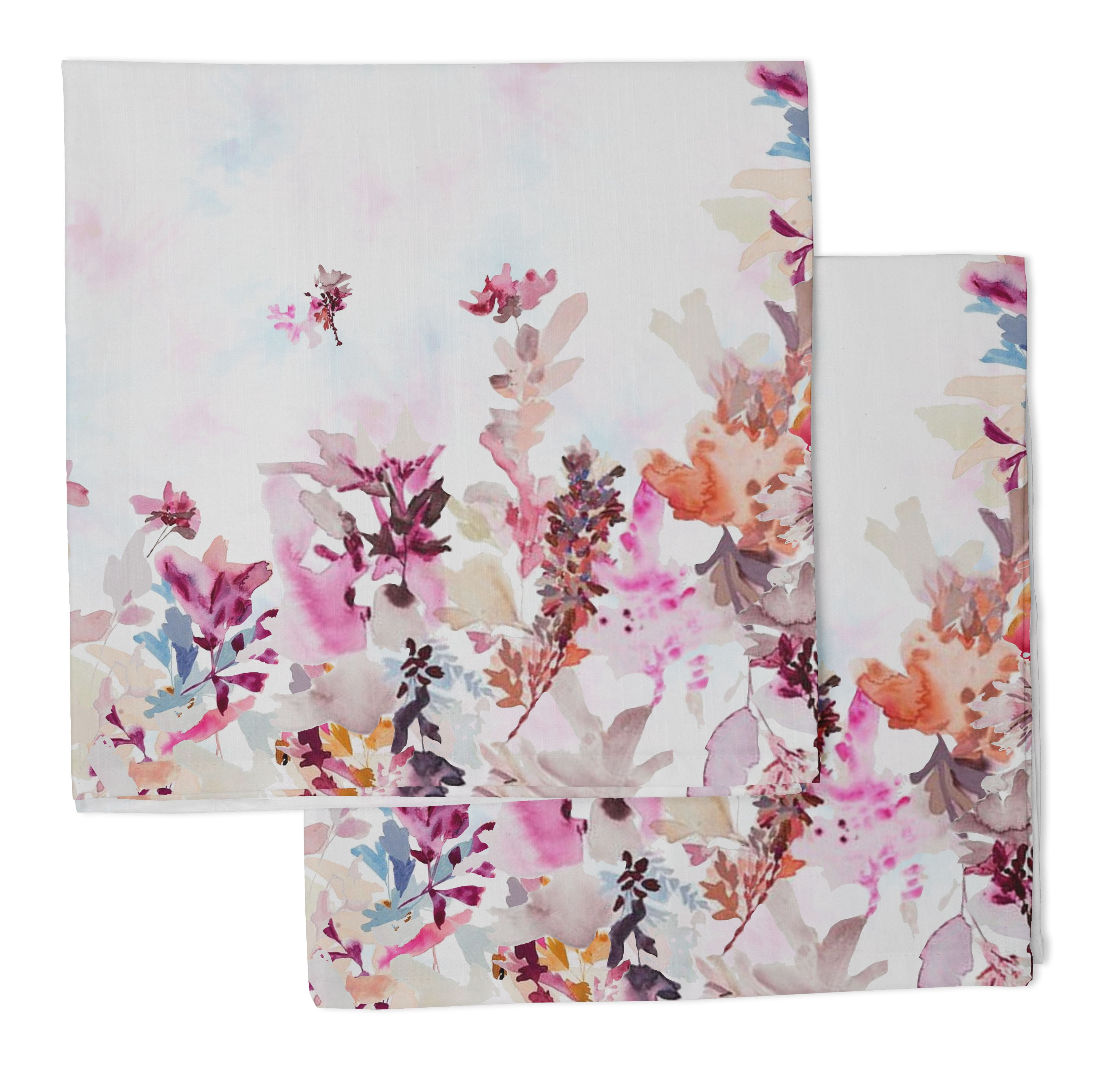 Vargottam Luxury Collection Linge de Table pour Souper, Serviette en Coton Décorative, Tissu Imprimé, Serviettes Réutilisables, Ensemble de 12, 20 X 20 - Fleur Aquarelle